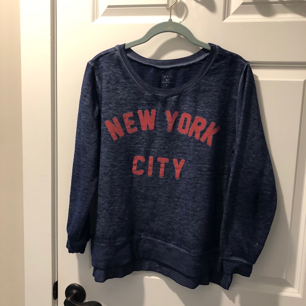 Zoe + Liv Navy Blue Sweatshirt with Red "New York City" Print